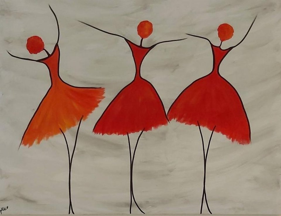 שלוש רקדניות באדום
