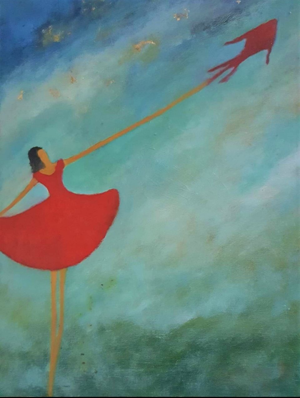 נערה עם עפיפון אדום