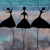שלוש רקדניות על רקע טורקיז