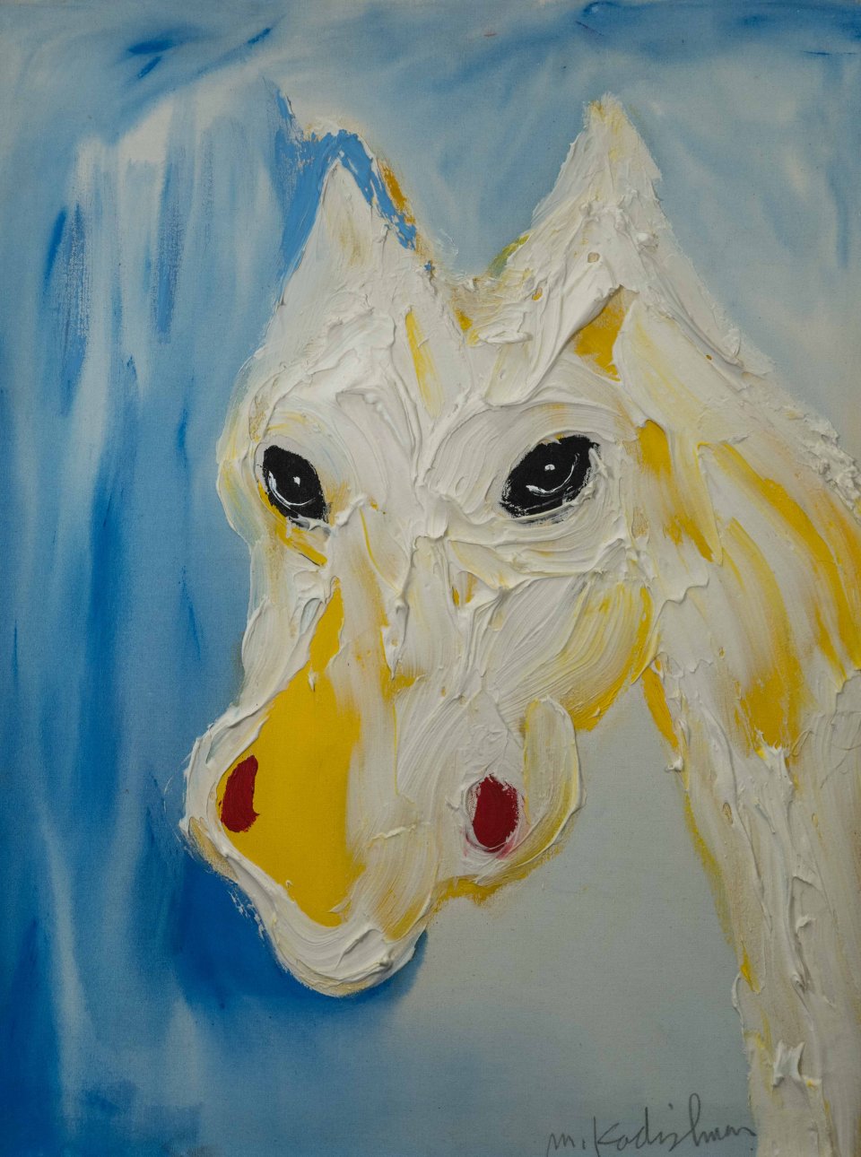 סוס בצהוב על רקע תכלת